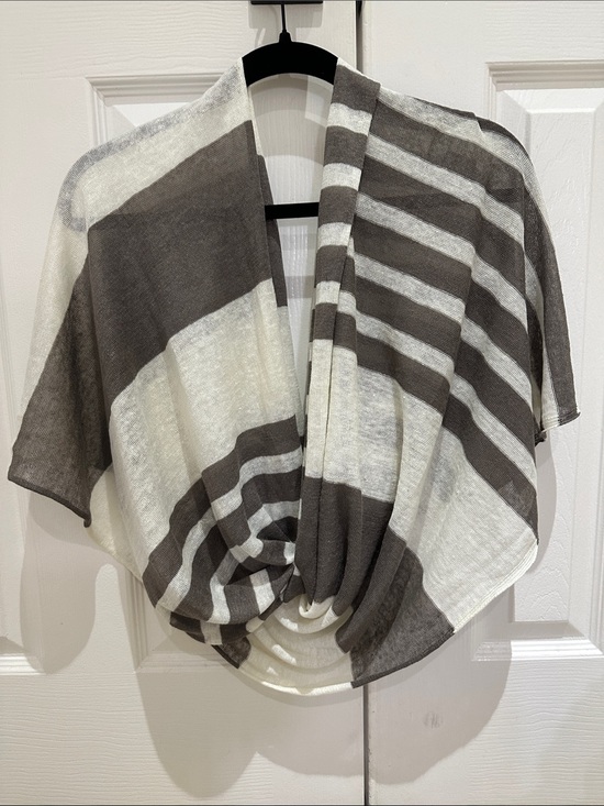 Vince Accessories - Vince Infinity Cream and Gray (Taupe) Striped Lightweight Wrap Scarf